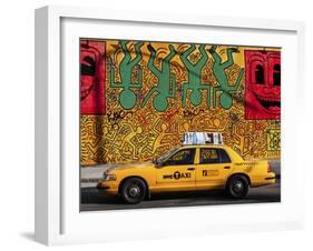Taxi and mural painting, NYC-Michel Setboun-Framed Giclee Print
