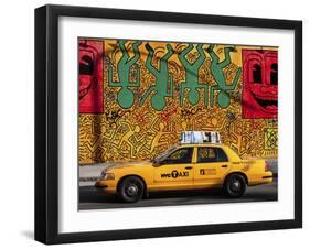 Taxi and mural painting, NYC-Michel Setboun-Framed Giclee Print