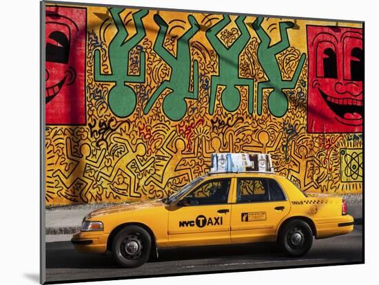 Taxi and mural painting, NYC-Michel Setboun-Mounted Giclee Print