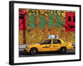 Taxi and mural painting, NYC-Michel Setboun-Framed Giclee Print