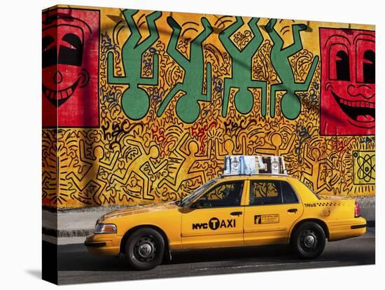 Taxi and mural painting, NYC-Michel Setboun-Stretched Canvas