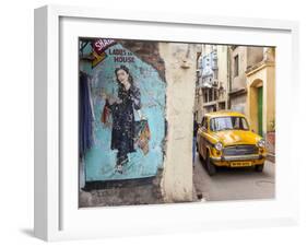 Taxi and Street Scene, Kolkata (Calcutta), West Bengal, India-Peter Adams-Framed Photographic Print