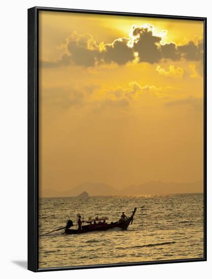 Taxi Boat in the Phra Nang Beach, Evening Mood, Ao Nang, Krabi, Thailand-Rainer Mirau-Framed Photographic Print