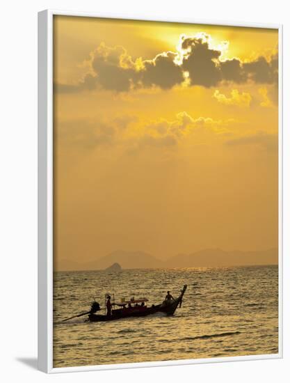 Taxi Boat in the Phra Nang Beach, Evening Mood, Ao Nang, Krabi, Thailand-Rainer Mirau-Framed Photographic Print