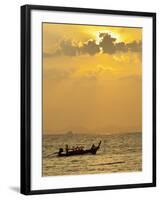 Taxi Boat in the Phra Nang Beach, Evening Mood, Ao Nang, Krabi, Thailand-Rainer Mirau-Framed Photographic Print