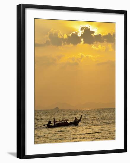 Taxi Boat in the Phra Nang Beach, Evening Mood, Ao Nang, Krabi, Thailand-Rainer Mirau-Framed Photographic Print