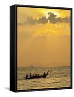 Taxi Boat in the Phra Nang Beach, Evening Mood, Ao Nang, Krabi, Thailand-Rainer Mirau-Framed Stretched Canvas