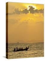 Taxi Boat in the Phra Nang Beach, Evening Mood, Ao Nang, Krabi, Thailand-Rainer Mirau-Stretched Canvas