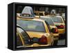 Taxi Cabs, Manhattan, New York City, New York, United States of America, North America-Amanda Hall-Framed Stretched Canvas