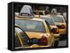 Taxi Cabs, Manhattan, New York City, New York, United States of America, North America-Amanda Hall-Framed Stretched Canvas