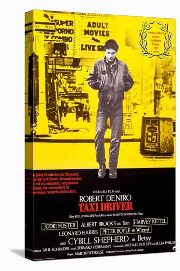 Taxi Driver, German Poster Art, Robert De Niro, 1976-null-Stretched Canvas