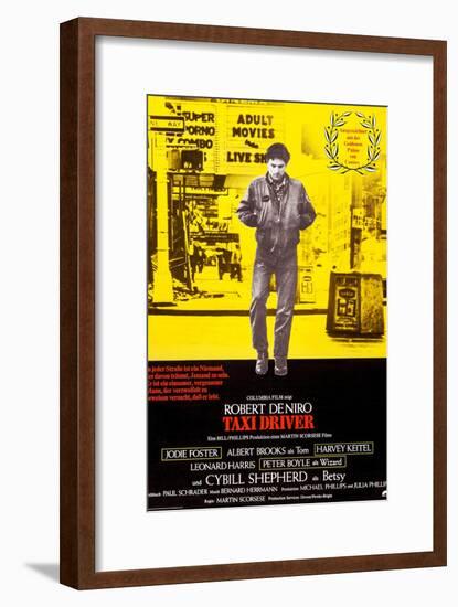 Taxi Driver, German Poster Art, Robert De Niro, 1976-null-Framed Art Print