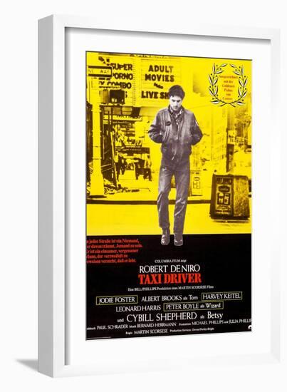 Taxi Driver, German Poster Art, Robert De Niro, 1976-null-Framed Art Print