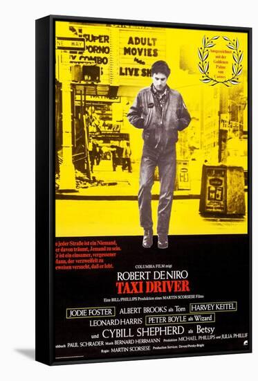 Taxi Driver, German Poster Art, Robert De Niro, 1976-null-Framed Stretched Canvas