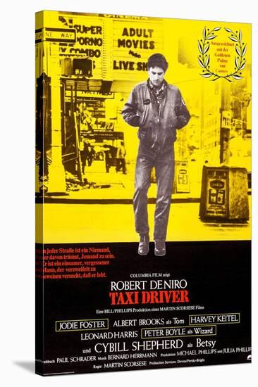 Taxi Driver, German Poster Art, Robert De Niro, 1976-null-Stretched Canvas