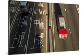 Taxi Driving in Central District, Hong Kong, China-Paul Souders-Stretched Canvas