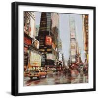 Taxi in Times Square-John B^ Mannarini-Framed Art Print