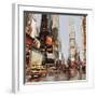 Taxi in Times Square-John B^ Mannarini-Framed Art Print