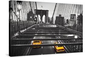 Taxi on Brooklyn Bridge, NYC-null-Stretched Canvas