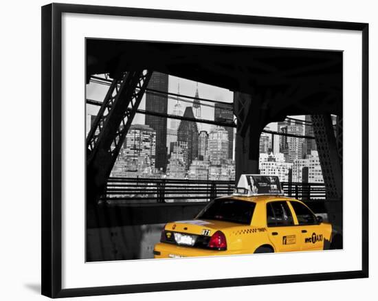 Taxi on the Queensboro Bridge, NYC-Michel Setboun-Framed Giclee Print