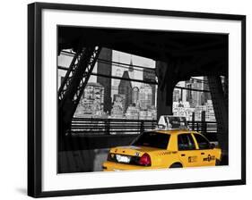 Taxi on the Queensboro Bridge, NYC-Michel Setboun-Framed Giclee Print