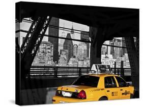 Taxi on the Queensboro Bridge, NYC-Michel Setboun-Stretched Canvas