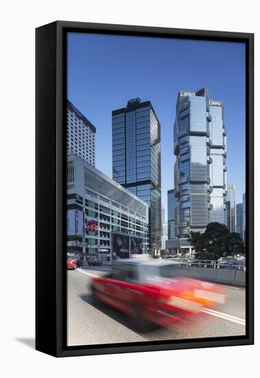 Taxi Passing Along Street, Admiralty, Hong Kong Island, Hong Kong-Ian Trower-Framed Stretched Canvas