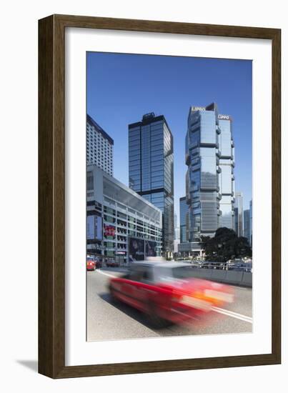 Taxi Passing Along Street, Admiralty, Hong Kong Island, Hong Kong-Ian Trower-Framed Photographic Print