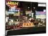 Taxi Sign and Neon Lights at Night on Nathan Road, Kowloon, Hong Kong, China, Asia-Gavin Hellier-Mounted Photographic Print