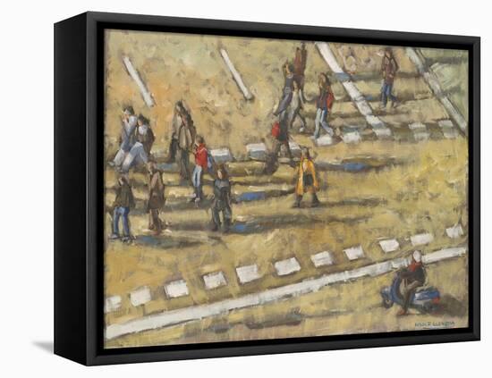 Taxis And Zebra Crosswalk III-Adolf Llovera-Framed Stretched Canvas