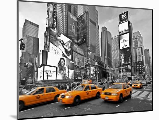 Taxis in Times Square, NYC-Vadim Ratsenskiy-Mounted Art Print