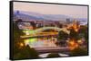 Tbilisi at dusk, Georgia, Caucasus, Asia-G&M Therin-Weise-Framed Stretched Canvas