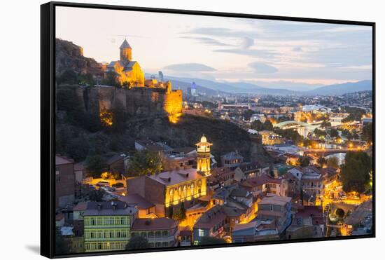 Tbilisi at night, Georgia, Caucasus, Asia-G&M Therin-Weise-Framed Stretched Canvas