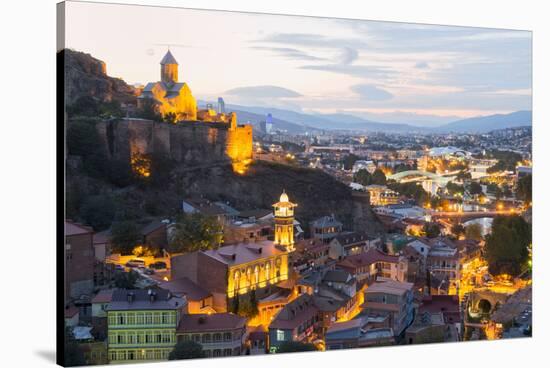 Tbilisi at night, Georgia, Caucasus, Asia-G&M Therin-Weise-Stretched Canvas