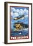 TBM Avenger - Operation Ten-Go-Lantern Press-Framed Art Print