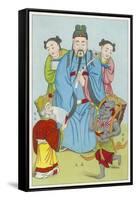 Tchou-I God of Literature with Some of His Helpers-null-Framed Stretched Canvas