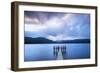 Te Anau jetty with lake and mountain in background, Southland, South Island, New Zealand-Ed Rhodes-Framed Photographic Print