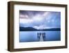 Te Anau jetty with lake and mountain in background, Southland, South Island, New Zealand-Ed Rhodes-Framed Photographic Print