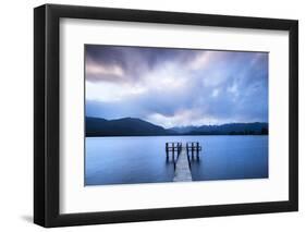 Te Anau jetty with lake and mountain in background, Southland, South Island, New Zealand-Ed Rhodes-Framed Photographic Print