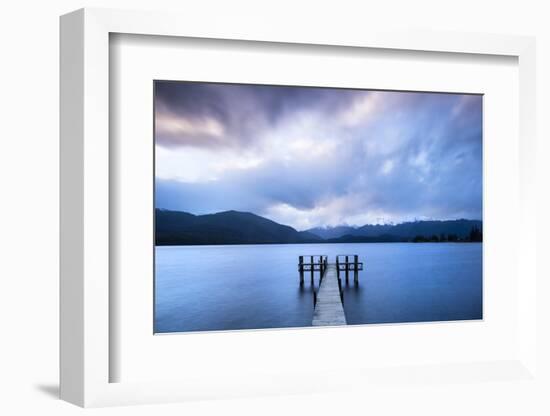 Te Anau jetty with lake and mountain in background, Southland, South Island, New Zealand-Ed Rhodes-Framed Photographic Print