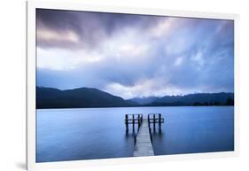 Te Anau jetty with lake and mountain in background, Southland, South Island, New Zealand-Ed Rhodes-Framed Photographic Print