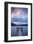 Te Anau jetty with lake and mountain, Southland, South Island, New Zealand-Ed Rhodes-Framed Photographic Print
