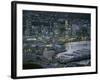 Te Papa Museum Marina and City Lights in the Evening, Wellington, North Island, New Zealand-D H Webster-Framed Photographic Print