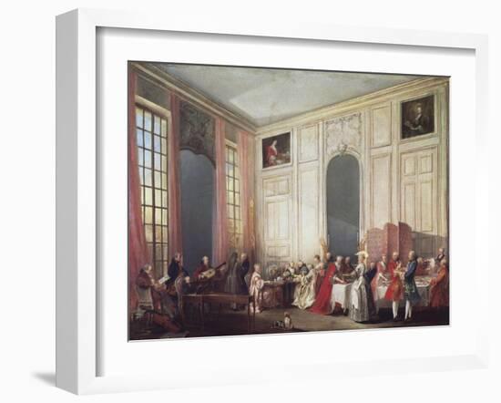 Tea at the Temple in the Salon of Four Mirrors in Prince Conti's Home-Michel Barthélémy Ollivier-Framed Giclee Print