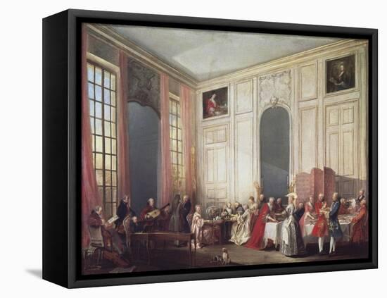 Tea at the Temple in the Salon of Four Mirrors in Prince Conti's Home-Michel Barthélémy Ollivier-Framed Stretched Canvas