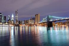 Brooklyn Bridge in New York at Night-TEA-Photographic Print