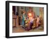 Tea by Lamplight (Oil on Canvas)-Delphin Enjolras-Framed Giclee Print