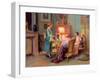 Tea by Lamplight (Oil on Canvas)-Delphin Enjolras-Framed Giclee Print