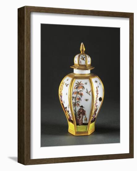 Tea Caddy with Chinoiserie Decoration, 1730, Porcelain, Meissen Manufacture, Saxony, Germany-null-Framed Giclee Print