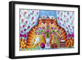 Tea Cats-Oxana Zaika-Framed Giclee Print